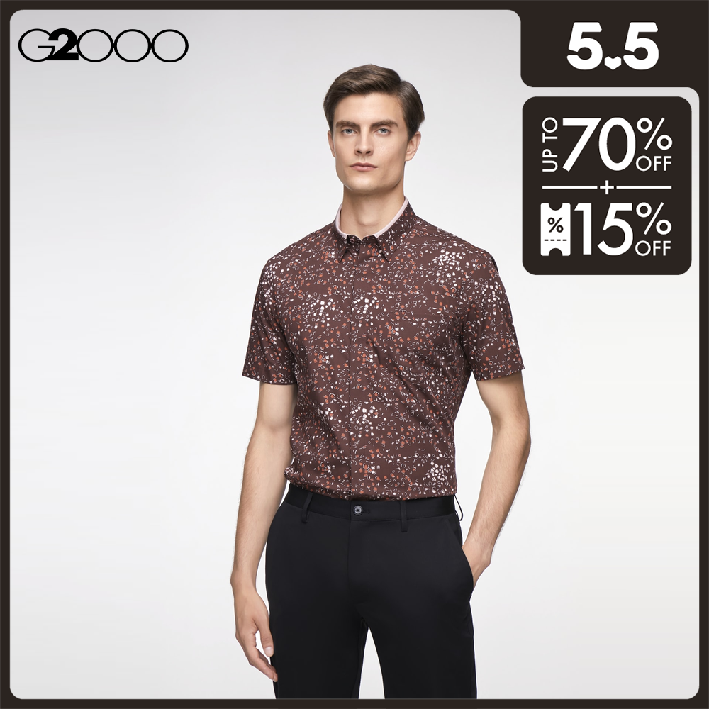 G2000 Men Smart Fit All-over Print Poplin Shirt
