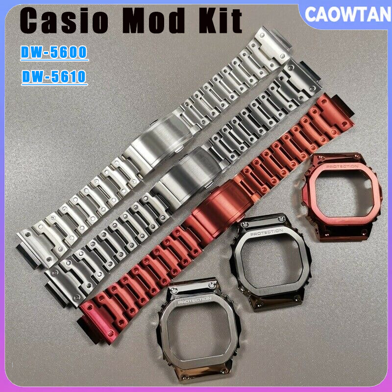 Mod Kit for Casio G-SHOCK Stainless Steel Case Frame Metal Strap and Bezel Replacements for DW5600 DW5610 GWM5610